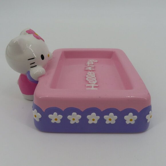 Sanrio Hello Kitty 2000 Y2K Ceramic Soap Dish Pink Purple Daisy Flower Bathroom - Picture 6 of 13